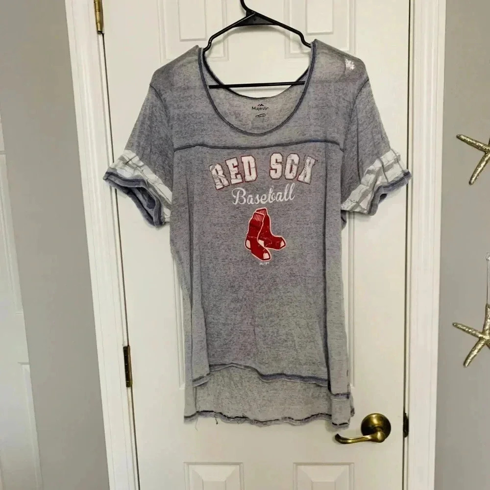 Majestic Gray Red Sox Baseball Short Sleeve Tee